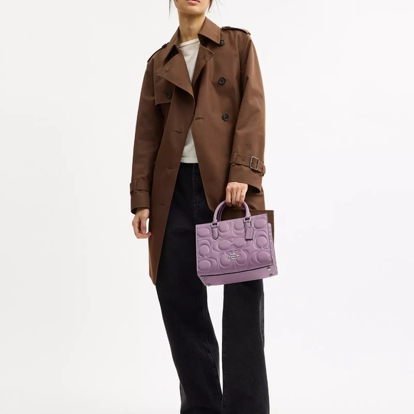 New! Coach Lilac Leather Maggie Small Tote/ Shoulder Bag (Silver/Jasmine) - Picture 6 of 7